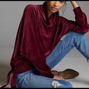 Anthropologie Daily Practice plum prune velvet top size M